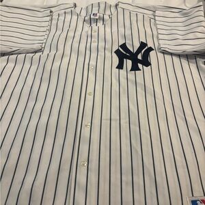 Russell Athletic White and Black Pinstripe Jersey